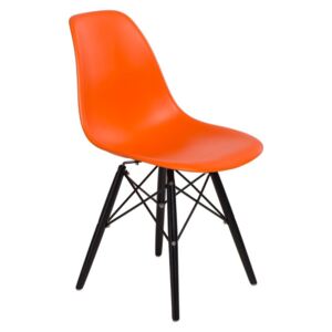P016W PP szék narancssárga - fekete fa lábakkal