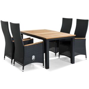 Asztal és szék garnitúra VG5193 Fekete + fa
