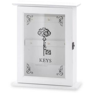 Keys Box fa fali kulcstartó szekrény - fehér - 30x23 cm