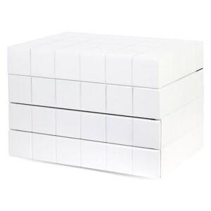 Fa ékszertartó doboz 2 fiókkal - fehér kockás - 24x16x16 cm