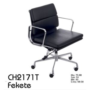 CH2171T alacsony háttámlás irodai szék fekete bőr