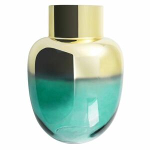 Layla3 üveg váza Zöld/arany 21x21x30 cm