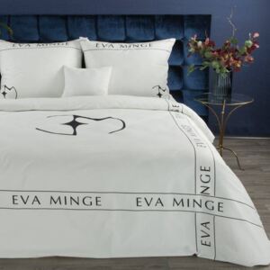 Silk Eva Minge mako-szatén ágyneműhuzat logóval Fehér/fekete 160x200 cm - 70x80 cm 2db