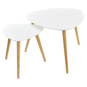 [en.casa]® Dohányzóasztal Lapua design nappali asztal 2 darabos szett 45 x 60 / 40 x 40 cm fehér