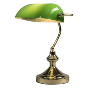 Klasszikus asztali lámpa / közjegyző lámpa sárgaréz, zöld üveggel - Banker