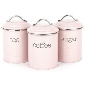 Koopman kávé, tea, cukor tárolódoboz készlet, rózsaszín