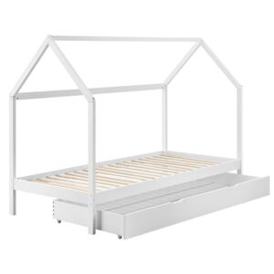 Gyermek ágy Lea 90 x 200 cm tárhellyel, tetővel és ágyráccsal fehér színben