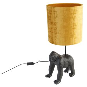 Vintage asztali lámpa fekete szövet árnyalatú arany - Gorilla