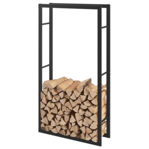 [en.casa]® Tűzifa állvány 75 x 100 x 25 cm kandalló fa tároló tartó keret acél fekete
