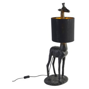 Vintage állólámpa fekete szövet árnyalatú fekete - Zsiráf