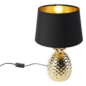 Art Deco asztali lámpa, fekete-arany árnyalattal - Pina