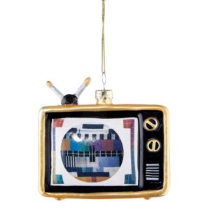 HANG ON karácsonyfadísz TV fekete/arany 9,5cm
