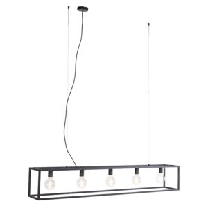 Modern téglalap alakú függesztett lámpa, fekete, 5-lámpa - Ketrec