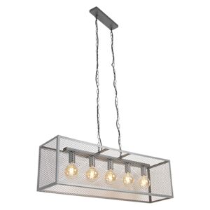 Ipari függesztett lámpa antik ezüst 5-lámpa - Cage Robusto