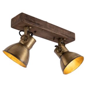 Mennyezeti lámpa bronz 2 lámpa, fából - Mangó