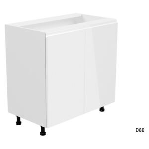 ASPEN D80 kétajtós alsó konyhaszekrény, 80x82x47, fehér magasfényű