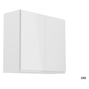ASPEN G80 kétajtós felső konyhaszekrény, 80x72x32, fehér/szürke magasfényű