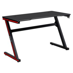 Gamer asztal|számítógépasztal, fekete|piros, MACKENZIE 120cm