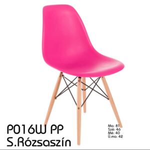 P016W PP szék fa lábakkal sötét rózsaszín