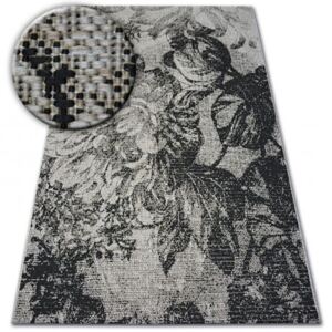 Fonott sizal floorlux szőnyeg 20491 virágok ezüst / fekete 60x