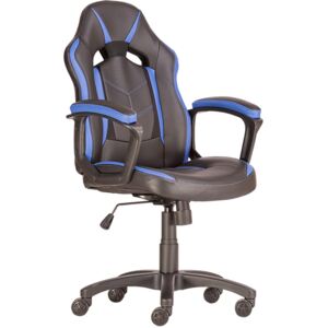 Avondale II gamer szék műbőr borítás műanyag lábkereszt design görgők fekete-kék