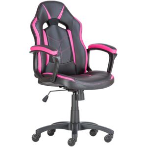 Avondale II gamer szék műbőr borítás műanyag lábkereszt design görgők fekete-pink
