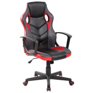 Blinker gamer szék mesh és műbőr borítás műanyag lábkereszt design görgők fekete-piros