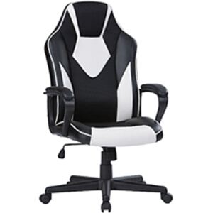 Newdale gamer szék mesh és műbőr borítás műanyag lábkereszt design görgők fekete-fehér