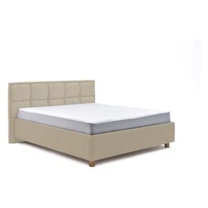 Karme bézs kétszemélyes ágy ágyráccsal és tárolóhellyel, 160 x 200 cm - AzAlvásért