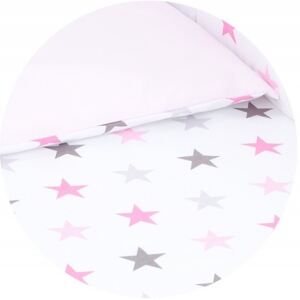 Csillagok 2 részes ágynemű szett - szürke+rózsaszín, fehér
