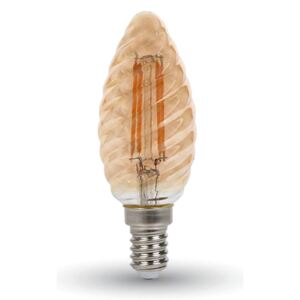 V-TAC E14 LED izzó Vintage filament (4W/300°) Csavart gyertya - extra meleg fehér