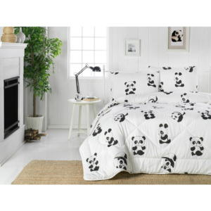 Panda kétszemélyes szteppelt ágytakaró, 195 x 215 cm