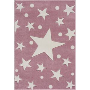 Childrens szőnyeg csillagok - rózsaszínes-fehér Stars 100 x 160 cm