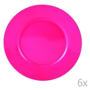 Efrasia 6 db-os sötét rózsaszín porcelán tányérkészlet