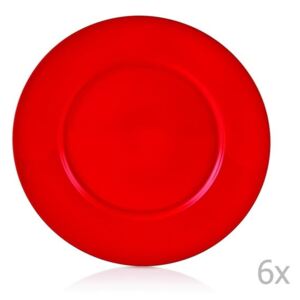 Efrasia 6 db-os piros porcelán tányérkészlet