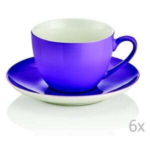 Efrasia 6 db-os lila porcelán csésze és csészealj szett, 200 ml
