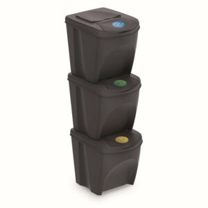 Sortibox szelektív hulladékgyűjtő kosarak 25 l, 3 db, antracit