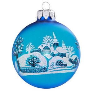 Jeges falu TR matt kék 8cm - Karácsonyfadísz