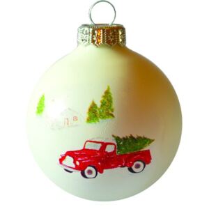 Autó porcelán fehér 8cm - Karácsonyfadísz