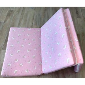 Asti összecsukható utazó matrac 60*120 cm - Rózsaszín cicás