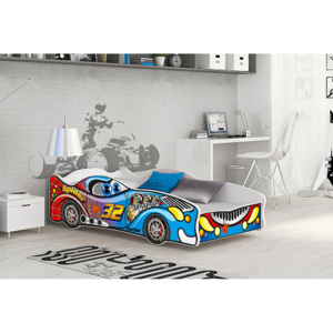 AUTO FLASH gyerekágy + AJÁNDÉK matrac + ágyrács, 80x160 cm, MINTA 04 Spider32