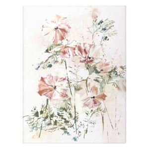 Vászon falikép, rózsaszín virágok, 60x80 cm, pasztell rózsaszín - PETUNIA