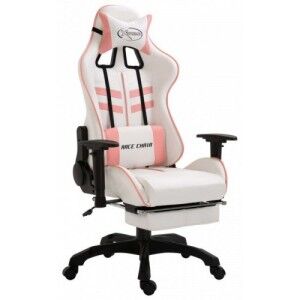 Rózsaszín PU gamer szék lábtartóval