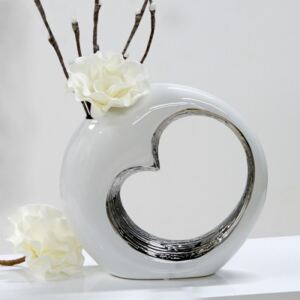 Váza LOVE - fehér, ezüst