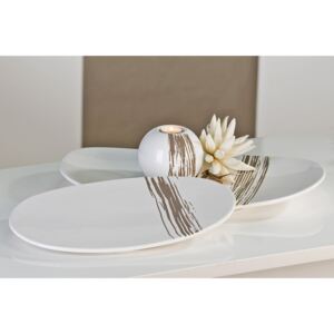 Dekoratív tányér STRIPES S - fehér