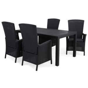 Asztal és szék garnitúra VG3974, Szín: Fekete + szürke