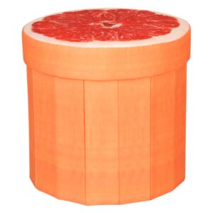 Kerek összehajtható, ülőkés tároló puff narancs mintával - TROPICANA