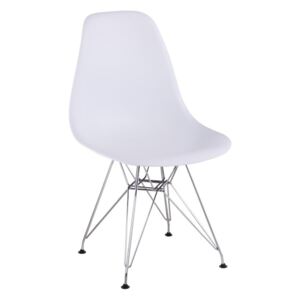 Modern műanyag szék fém lábbal, fehér - UPPSALA