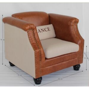 Modern textilbőr fotel, barna-bézs - OXFORD
