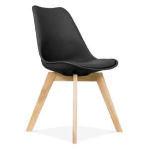 Modern műanyag szék üléspárnával, bükk - fekete - CARDIFF